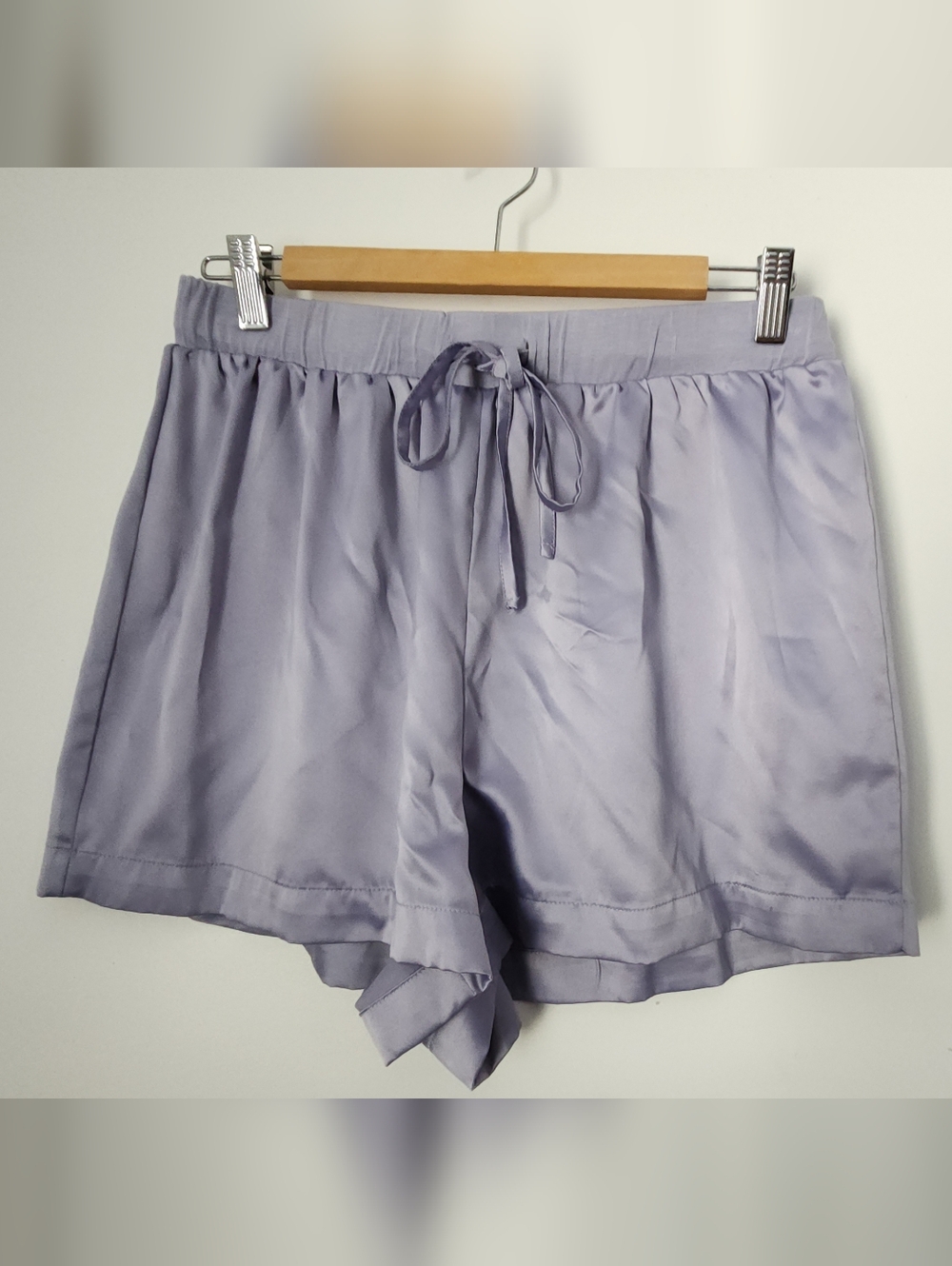Tahari Lavender Drawstrings Satin Sleep Lounge Shorts L